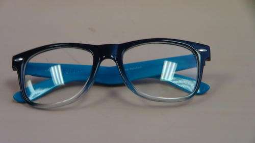 Wayfarer Sunglasses clear lens black n blue frame