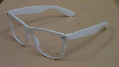 Wayfarer sunglasses clear lens white frame