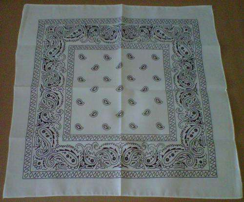 Bandana White scarf 54 cm x 54 cm bandanna cotton white paisley pattern