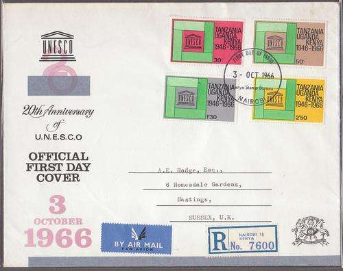 Other African  Tanzania, Uganda, Kenya  1966  UNESCO  FDC