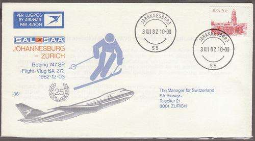 Republic of South Africa  1982  SAA Flight Cover  No. 36