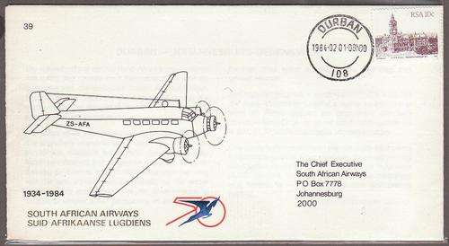 Republic of South Africa  1984  SAA Flight Cover No. 39