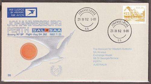 Republic of South Africa  1982  Flight Cover  No.35  addressed