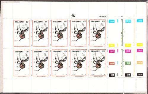 Transkei  1987  (4) Full Sheets  ** um  SPIDERS