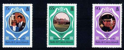 Colonial Britian  1981 Turks & Caicos Islands (3)  **  Royal Wedding