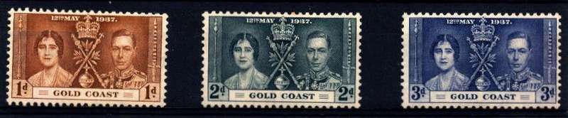 Colonial Britian  1937 GOLD COAST (3)  **  King George VI coronation