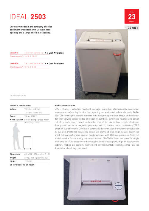 Ideal 2503 Shredder