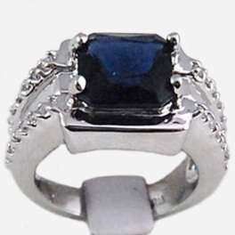 Beautiful 14kt white gold GP and simulated sapphire ring.