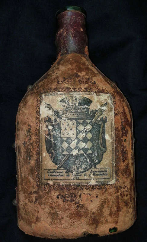 Antique Leather Bottle Labelled "1750"