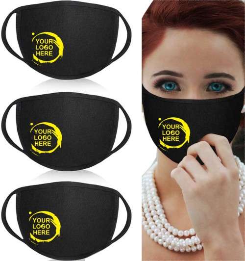LOGO PRINTED FACE MASKS - Cotton, Reusable, Washable, Breathable Unisex Face Shield (10 Pack)