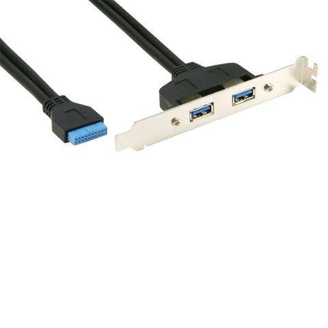 2 Ports USB 3.0 Female Back Panel To MB 20pin Header Connector Cable Adapter With PCI Slot