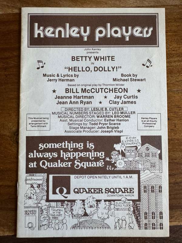 Betty White Programme and Playbill from the Kenley Players Hello Dolly of 1979