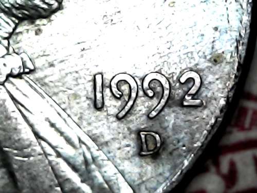 1992 Lincoln cent ( missing copper layer)