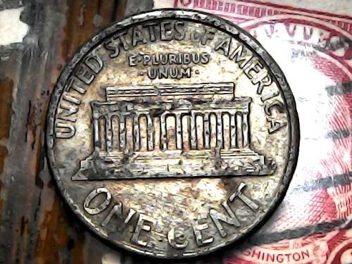 1992 Lincoln cent ( missing copper layer)