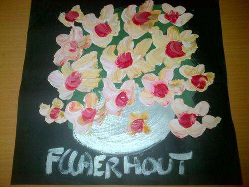Claerhout Flowers in oil on black paper