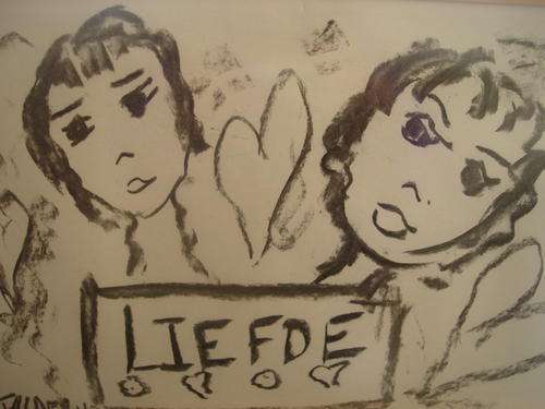 Authenticated Frans Claerhout, LIEFDE, Charcoal on paper