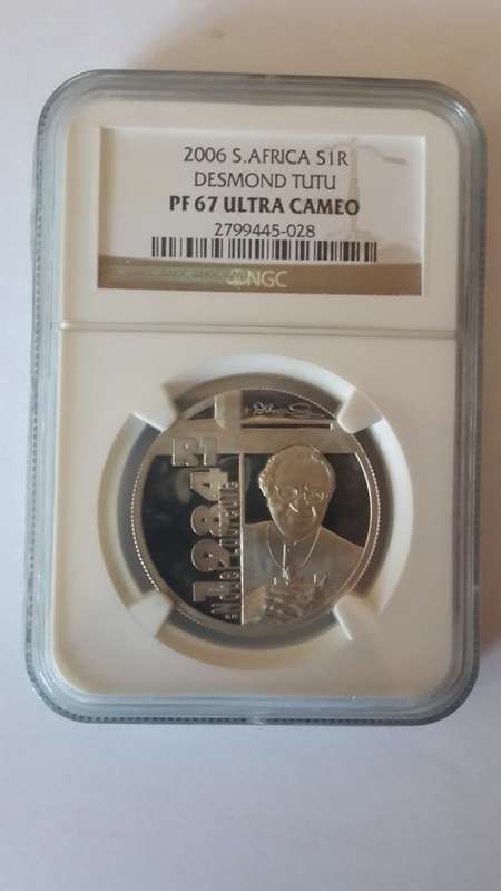 2006 South Africa Silver R1 DESMOND TUTU  Graded NGC PF 67 Ultra Cameo