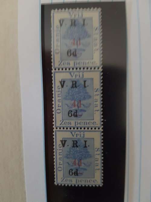 South Africa 1902 No 66 of OFS surcharged in Red 6d VARIETY SACC 81c +81d