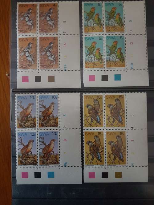 SWA 1974 Rare Birds of SWA MNH C/Blocks of 4