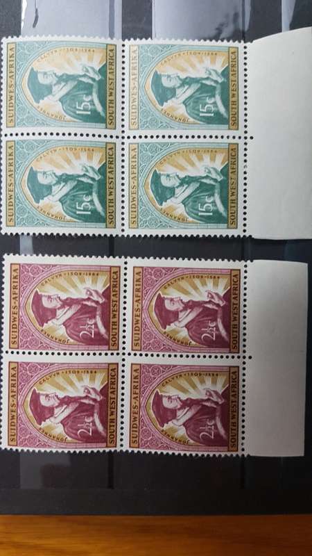 SWA  1964 400th Anniversary of Calvins Death MNH C/Blocks of 4 SACC 225-226