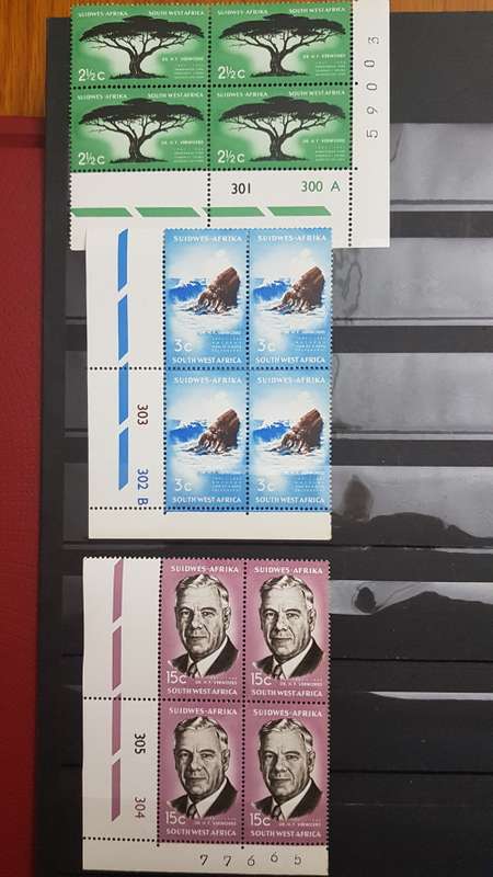 SWA  1967 Commemoration of Dr Verwoerd MNH C/Blocks of 4 SACC 231-233