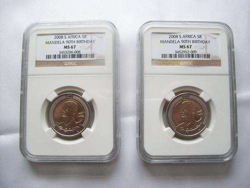 ***MANDELA 90th BIRTHDAY R5 NGC MS 67 COINS**5 x AVAILABLE***