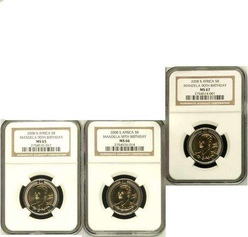 ## 1(one) day special !! ## ' 'BIG 3''-- !!!!  Mandela 90th R5 2008 -- "MS67/66/65--- NGC" awsome !!