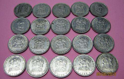 OLD RSA 5 CENT COINS IN FINE CONDITION (TWENTY IN TOTAL)