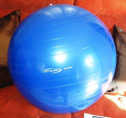 LARGE BLUE "TROJAN" BODY EXERCISE BALL WITH INSTRUCTIONS