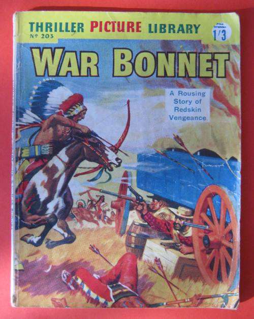VINTAGE 1957 "WAR BONNET" COWBOY AND INDIANS PICTURE BOOK BY PICTURE LIBRARY