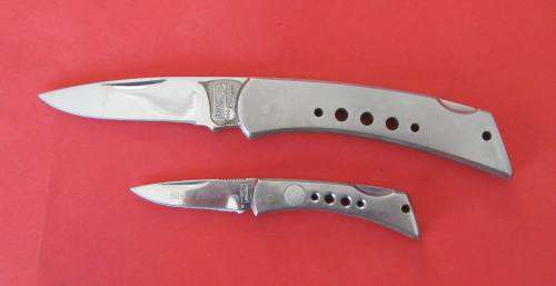 SET OF TWO SCARCE QUALITY "BASIC TOOLS" LOCKBLADE 440 STAINLESS STEEL KNIVES FROM JAPAN.