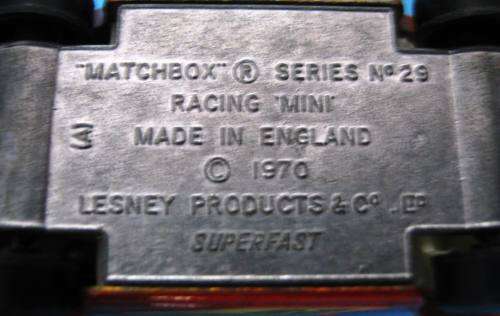 NEAR MINT EARLY "SUPERFAST SERIES 29" RACING MINI BY MATCHBOX LESNEY OF ENGLAND.