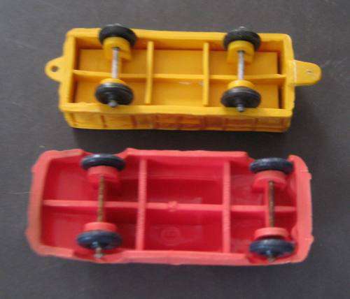 TWO "TOMTE LAERDAL" PLASTIC CARS FROM THE 60'S FROM NORWAY. NO 9 MERCEDES SEDAN AND COACH. NOT DINKY