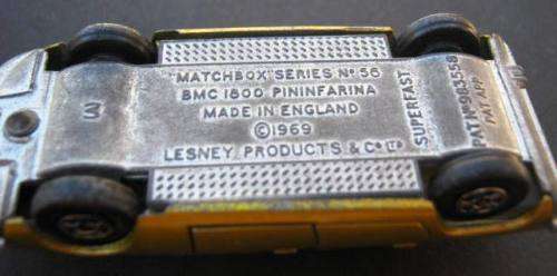 MATCHBOX LESNEY NO 56A "BMC 1800 PININFARINA" TRANSITIONAL WHEELS FROM 1969. NOT DINKY OR CORGI.