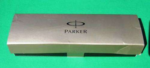 USED STAINLESS STEEL GENUINE "PARKER" BALLPOINT PEN AND PENCIL SET IN BOX. 100% WORKING.