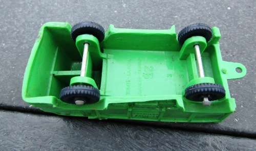 SCARCE AND MINT TOMTE LAERDAL GREEN VINYL/PLASTIC TRUCK. MADE IN STAVANGER, NORWAY. NOT DINKY.