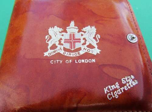 GENUINE LEATHER FOLDING CIGARETTE CASE FROM LONDON, ENGLAND.