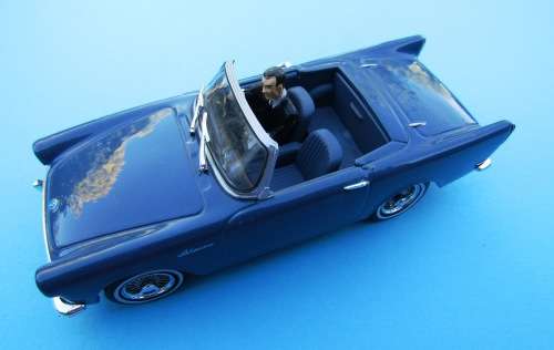 DIE-CAST METAL SUNBEAM ALPINE WITH JAMES BOND FIGURINE FROM JAMES BOND FILM.
