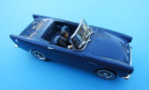 DIE-CAST METAL SUNBEAM ALPINE WITH JAMES BOND FIGURINE FROM JAMES BOND FILM.