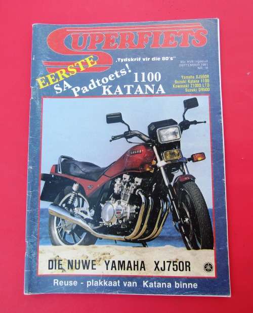 RARE AFRIKAANS SEPTEMBER 1981 `SUPERFIETS` MAGAZINE ABOUT THE GOLDEN AGE OF MOTORCYCLES IN RSA.