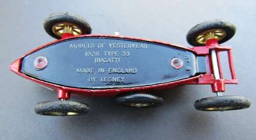 RARE VINTAGE DIE-CAST METAL BUGATTI RACER IN RED BY `LESNEY MATCHBOX` FROM ENGLAND. NOT DINKY TOY.