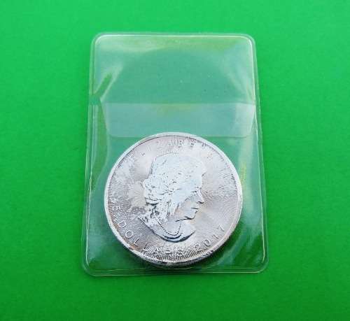 1 OZ CANADIAN MAPLE 2011 5 DOLLAR GENUINE .999 SILVER COIN IN PLASTIC FOLDER.