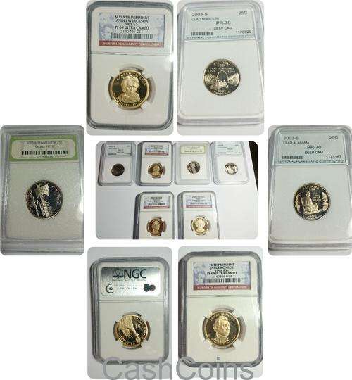 Proof Cameo Lot Of Graded Coins *** 6 ***