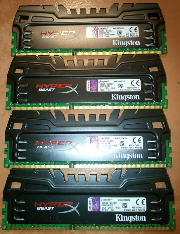 Kingston HyperX Beast 16 GB Kit (4x4GB) 1600MHz DDR3 PC3-12800 Non-ECC CL9 DIMM XMP Black & Red Ram