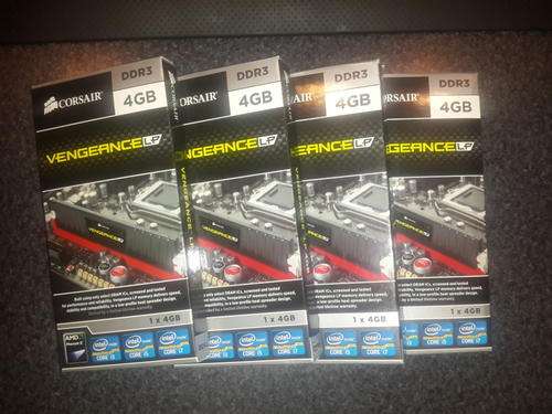 16GB Corsair Vengeance LP 4 x 4GB DDR3 Memory Kit (CML4GX3M1A1600C9) Black
