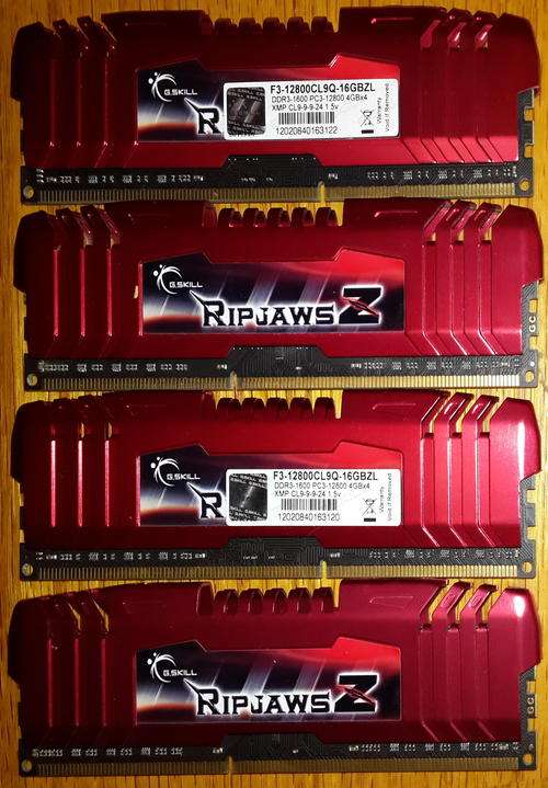 G.Skill Ripjaws Z 4 x 4GB 1600MHz F3-12800CL9Q-16GBZL with Red Heatsink