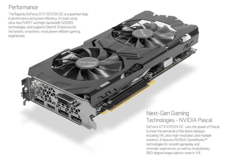 Galax GeForce GTX 1070 EX 70NSH6DHL4XE  8GB GDDR5 PCI-E 3.0 Desktop Graphics Card