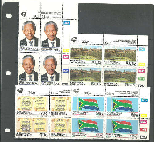 RSA 1994 Mandela Inauguration Set of MNH Cylinder Blocks