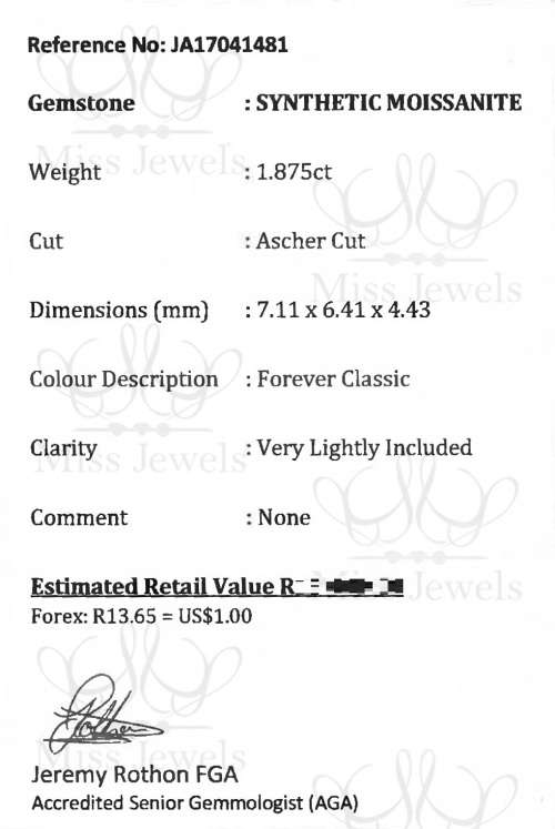 1.875ct Forever Classic Asscher Moissanite