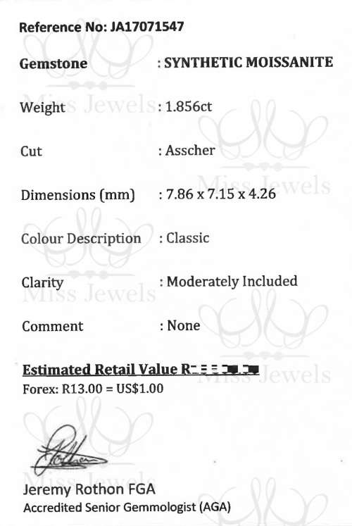1.856ct Classic Asscher Moissanite